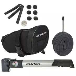 Kit Iniciante Speed Bomba Rontek Mini Manômetro 160 PSI + Bolsa de Selim + Câmara 700x18/25 + Remendos + Espátulas