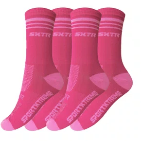 Kit Meia de Ciclismo SportXtreme Ride Rosa 2 Pares