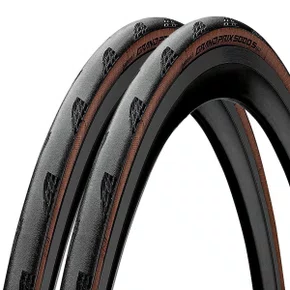 Kit Pneu de Bicicleta Continental Grand Prix 5000 S 700x25 Tubeless Bege 2 Unidades