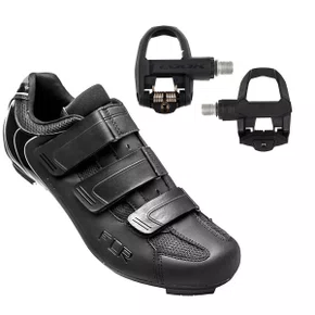 Kit Sapatilha de Ciclismo FLR F-35 Speed Preta + Pedal Look Keo Classic 3