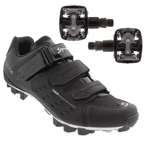 Kit Sapatilha de Ciclismo Spiuk Rocca MTB + Pedal Wellgo Padrão Shimano