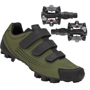 Kit Sapatilha de Ciclismo Spiuk Splash MTB Gravel Verde + Pedal Wellgo Padrão Shimano Kit Sapatilha de Ciclismo Spiuk Splash MTB Gravel Verde + Pedal Wellgo Padrão Shimano