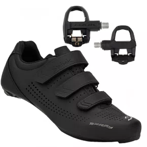 Kit Sapatilha de Ciclismo Spiuk Spray Road Speed Preta + Pedal Look Keo Classic 3