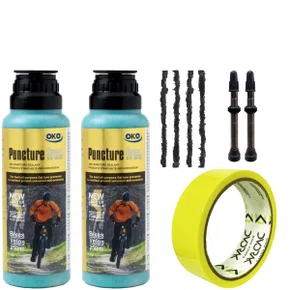 Kit Tubeless OKO 250ml 2 Unidades + Fita 30mm + Válvula 55mm + Remendos