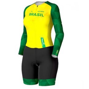 Macaquinho de Ciclismo ERT New Elite Brasil Verde e Amarelo Macaquinho de Ciclismo ERT New Elite Brasil Verde e Amarelo