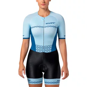 Macaquinho de Ciclismo ERT New Elite Celeste Gel Feminino