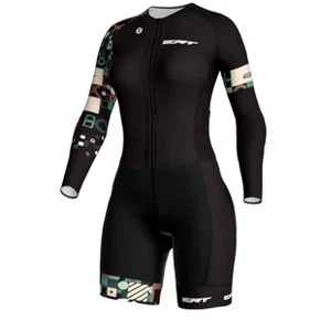 Macaquinho de Ciclismo ERT New Elite Smart Manga Longa Feminino Preto