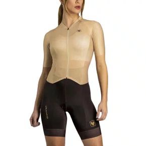 Macaquinho de Ciclismo Free Force Training Brownish Feminino Marrom