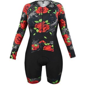 Macaquinho de Ciclismo Marcio May Red Roses Manga Longa Macaquinho de Ciclismo Marcio May Red Roses Manga Longa