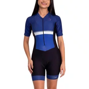 Macaquinho de Ciclismo Marcio May Sport Nautical Manga Curta Azul Feminina Macaquinho de Ciclismo Marcio May Sport Nautical Manga Curta Azul Feminina
