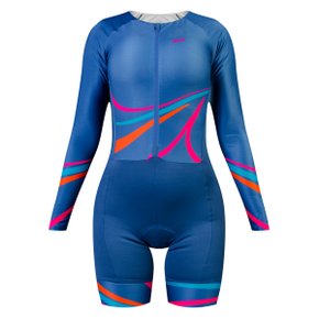 Macaquinho de Ciclismo SportXtreme Adventure Fenix Manga Longa Feminino Azul e Rosa Macaquinho de Ciclismo SportXtreme Adventure Fenix Manga Longa Feminino Azul e Rosa