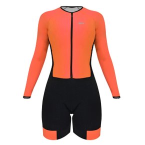 Macaquinho de Ciclismo SportXtreme Comfort Manga Longa Feminino Laranja Macaquinho de Ciclismo SportXtreme Comfort Manga Longa Feminino Laranja