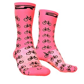Meia de Ciclismo ERT Bikes Feminina Rosa Meia de Ciclismo ERT Bikes Feminina Rosa