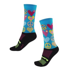 Meia de Ciclismo Hupi Bikes Hippie Feminina Azul E Preta Meia de Ciclismo Hupi Bikes Hippie Feminina Azul E Preta
