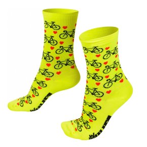 Meia de Ciclismo Hupi Bikes Love Bike Amarela Meia de Ciclismo Hupi Bikes Love Bike Amarela