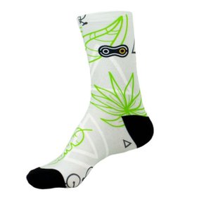 Meia de Ciclismo Marcio May Funny Green Triangles Branca e Verde Meia de Ciclismo Marcio May Funny Green Triangles Branca e Verde