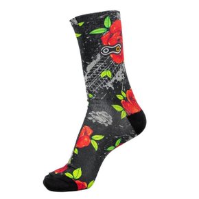 Meia de Ciclismo Marcio May Funny Red Roses Preta Meia de Ciclismo Marcio May Funny Red Roses Preta