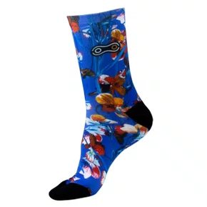 Meia de Ciclismo Marcio May Funny Royal Flower Azul