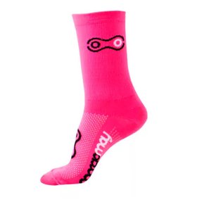 Meia de Ciclismo Marcio May Sports Elo Rosa Neon