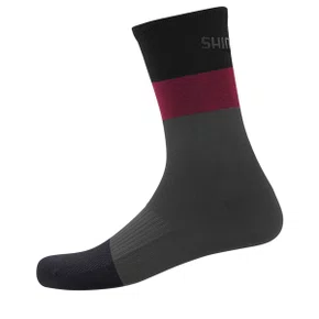 Meia de Ciclismo Shimano Original Cano Alto Cinza e Rosa