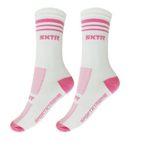 Meia de Ciclismo SportXtreme Ride Branca e Rosa Meia de Ciclismo SportXtreme Ride Branca e Rosa