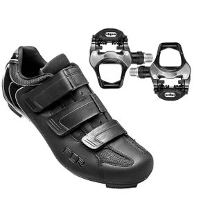 Kit Sapatilha de Ciclismo FLR F-35 Speed Preta + Pedal Wellgo Padrão Look Keo Kit Sapatilha de Ciclismo FLR F-35 Speed Preta + Pedal Wellgo Padrão Look Keo