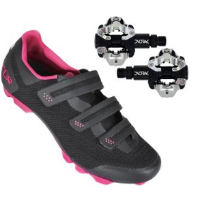 Kit Sapatilha de Ciclismo FLR F-55 Knit + Pedal Dvorak Padrão Shimano Kit Sapatilha de Ciclismo FLR F-55 Knit + Pedal Dvorak Padrão Shimano
