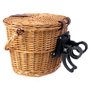 Cesta de Bicicleta Mitsu Vime Retrô com Suporte de Guidão e Tampa