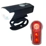 Kit Farol Bicicleta Leão Led USB 300 Lúmens + Sinalizador Traseiro Rontek Led 80 Lúmens