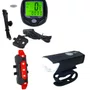 Kit Iluminação Farol Leão 300 Lúmens + Sinalizador Traseiro + Ciclocomputador Rontek 16 funções com Fio