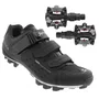 Kit Sapatilha de Ciclismo Spiuk Rocca MTB Preta + Pedal Wellgo Padrão Shimano