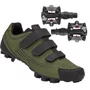 Kit Sapatilha de Ciclismo Spiuk Splash MTB Gravel Verde + Pedal Wellgo Padrão Shimano