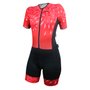 Macaquinho de Ciclismo SportXtreme Comfort Verano Feminino Preto e Vermelho