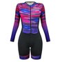 Macaquinho de Ciclismo SportXtreme Comfort Sky Manga Longa Feminino Preto e Roxo
