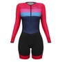 Macaquinho de Ciclismo SportXtreme Expert Manga Longa Livade Feminino Rosa e Azul Macaquinho de Ciclismo SportXtreme Expert Manga Longa Livade Feminino Rosa e Azul